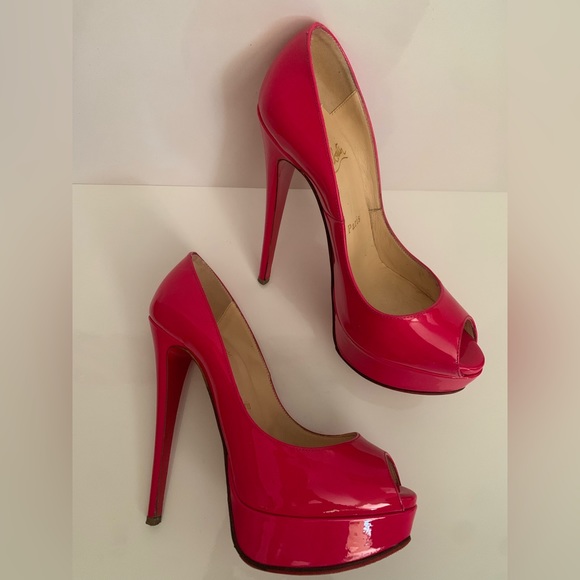 CHRISTIAN LOUBOUTIN Lady Peep Hot Pink size 36.5 - Picture 7 of 10